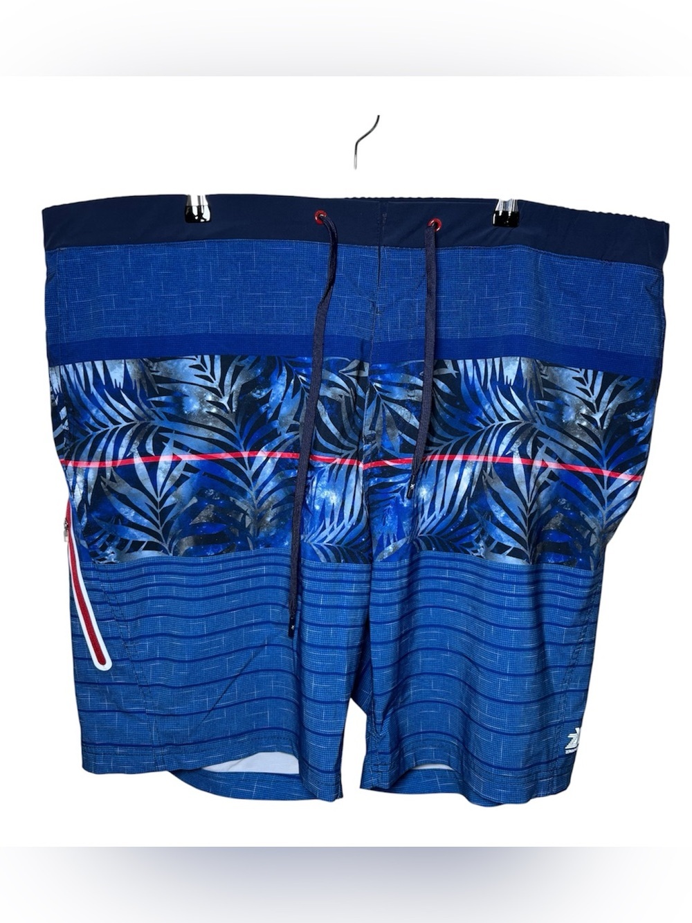 ZEROXPOSUR Swim Trunks Mens XXL Blue Tropical Palm Trees 360 Comfort Zipper NWOT